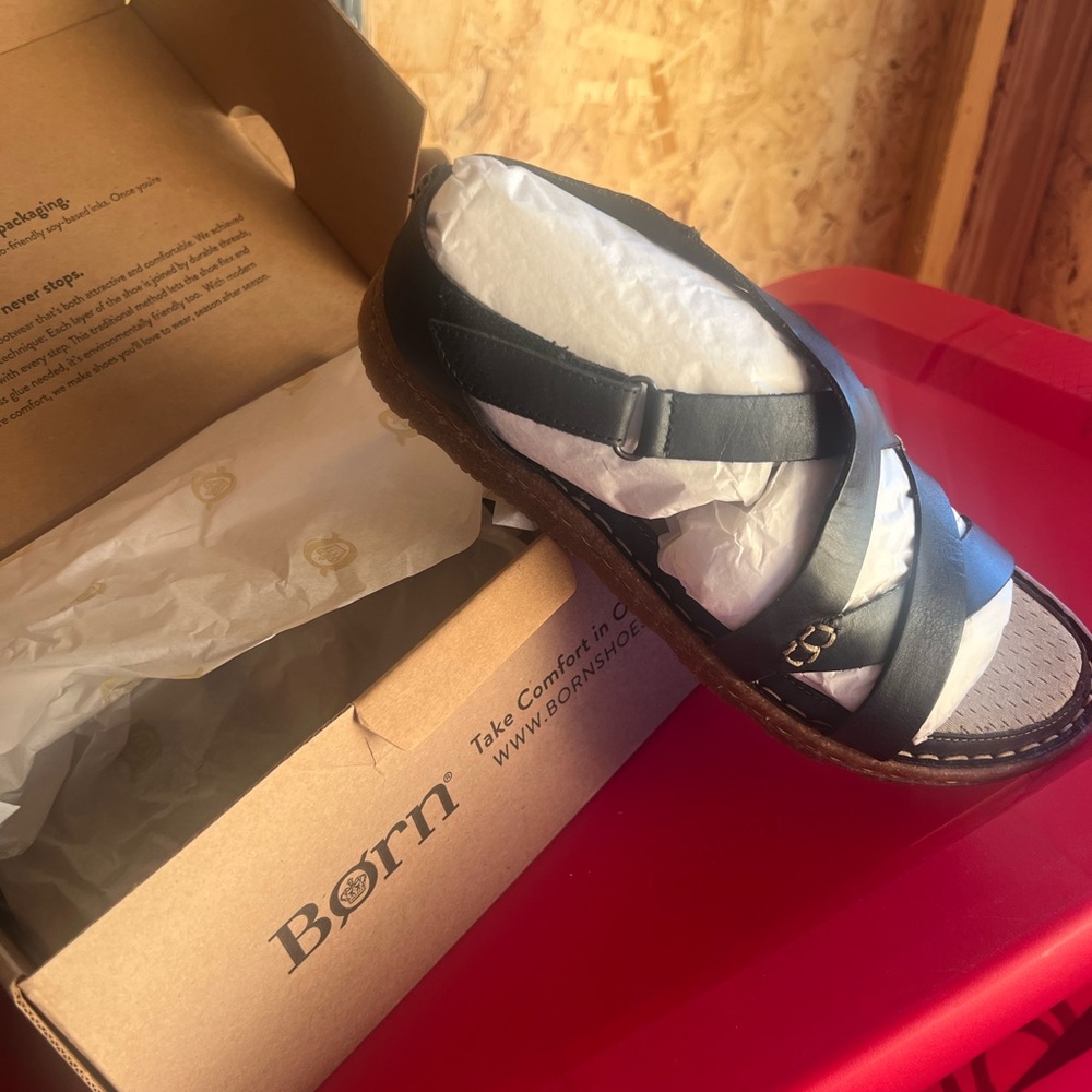 Born Black Leather Sandals